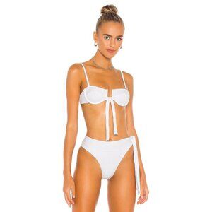Bananhot Belen Bikini Top White Tie Back Swim Resort
